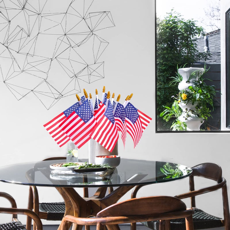 HOOSUN Small American Flags on Stick,50 Pcs Small American Flags for Outside,Patriotic Decorations 4''x6'' USA Flag,Mini US Flag With Wooden Stick for Yard Party,Patriotic Presidents Day Decorations - Image 3